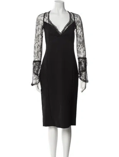 Pre-owned Nicholas Lace Pattern Knee-length Dress In Black