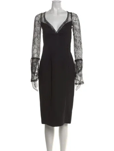 Pre-owned Nicholas Lace Pattern Knee-length Dress In Black