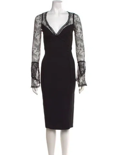 Pre-owned Nicholas Lace Pattern Knee-length Dress In Black