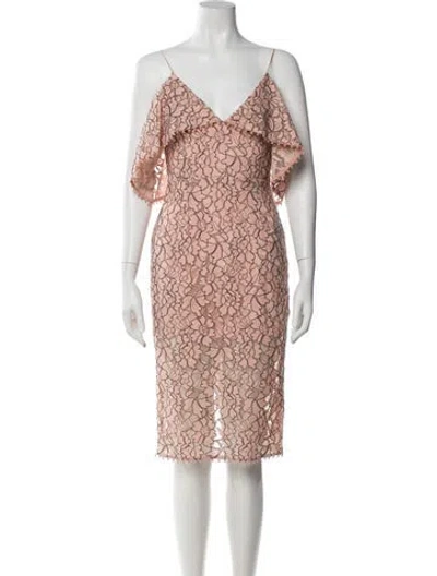 Pre-owned Nicholas Lace Pattern Knee-length Dress In Pink