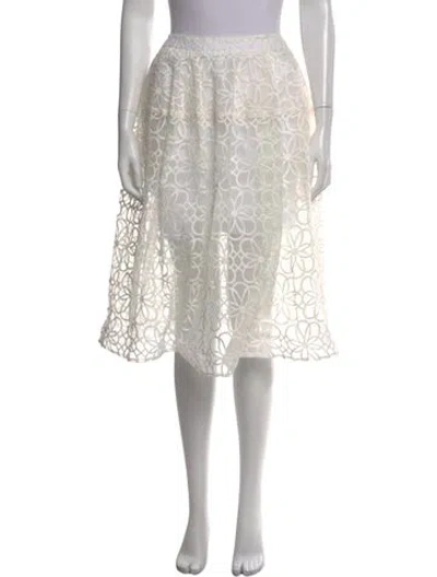 Pre-owned Nicholas Lace Pattern Knee-length Skirt In White