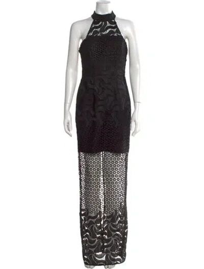 Pre-owned Nicholas Lace Pattern Long Dress In Black