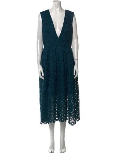 Pre-owned Nicholas Lace Pattern Long Dress In Green