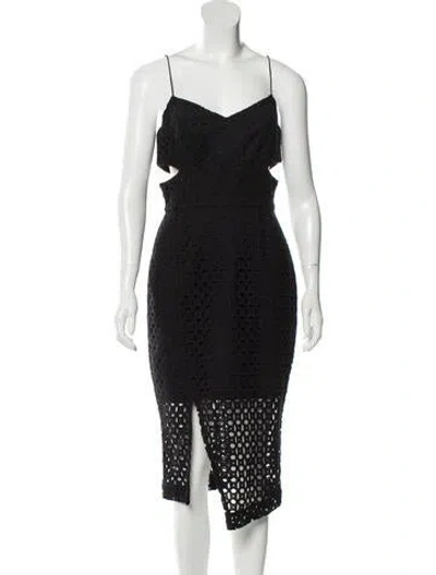 Pre-owned Nicholas Lace Pattern Midi Length Dress In Black