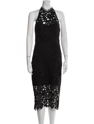 Pre-owned Nicholas Lace Pattern Midi Length Dress In Black