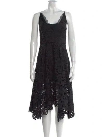 Pre-owned Nicholas Lace Pattern Midi Length Dress In Black