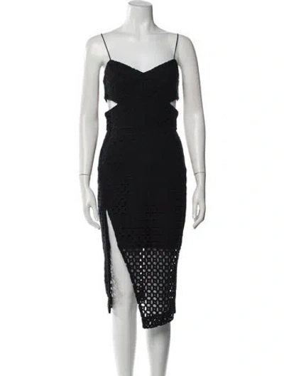 Pre-owned Nicholas Lace Pattern Midi Length Dress In Black