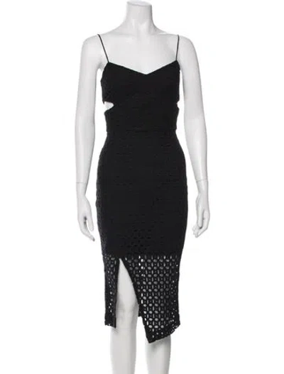 Pre-owned Nicholas Lace Pattern Midi Length Dress In Black