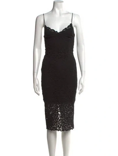 Pre-owned Nicholas Lace Pattern Midi Length Dress In Black