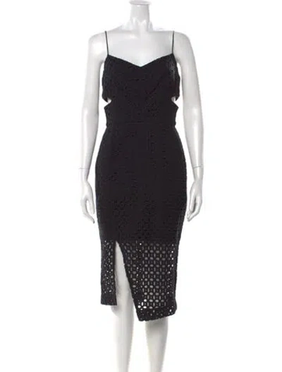 Pre-owned Nicholas Lace Pattern Midi Length Dress In Black