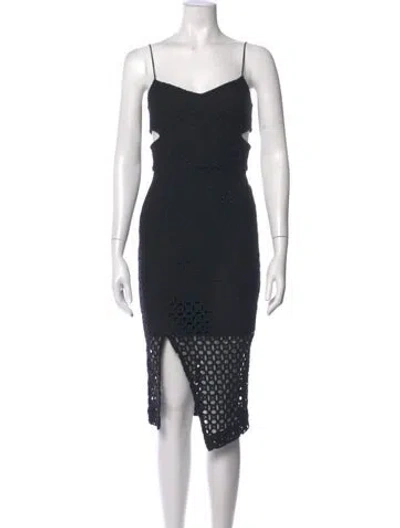 Pre-owned Nicholas Lace Pattern Midi Length Dress In Black