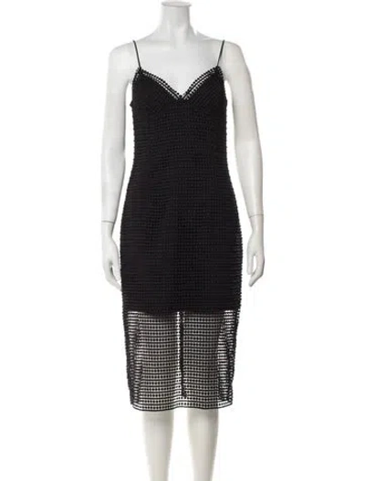 Pre-owned Nicholas Lace Pattern Midi Length Dress In Black