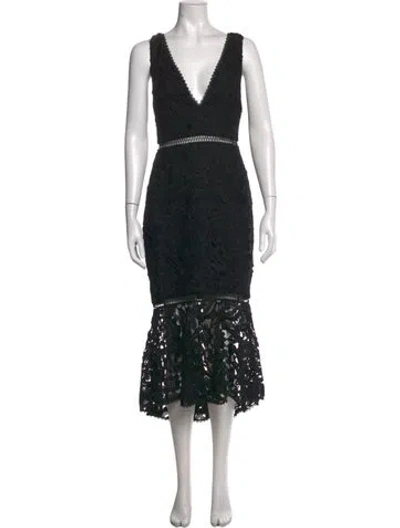 Pre-owned Nicholas Lace Pattern Midi Length Dress In Black