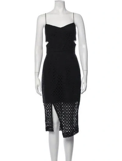 Pre-owned Nicholas Lace Pattern Midi Length Dress In Black