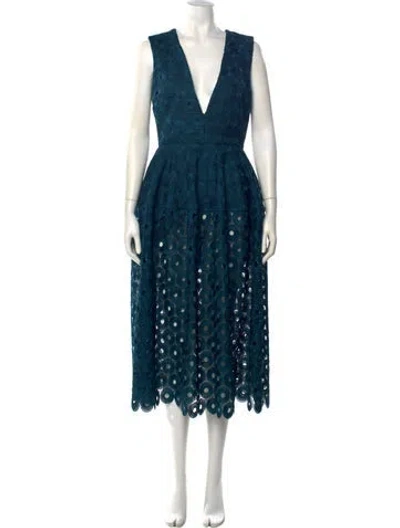 Pre-owned Nicholas Lace Pattern Midi Length Dress In Blue