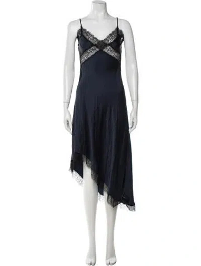 Pre-owned Nicholas Lace Pattern Midi Length Dress In Blue