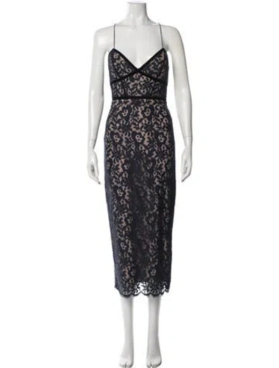 Pre-owned Nicholas Lace Pattern Midi Length Dress In Blue