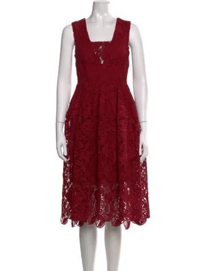 Pre-owned Nicholas Lace Pattern Midi Length Dress In Burgundy