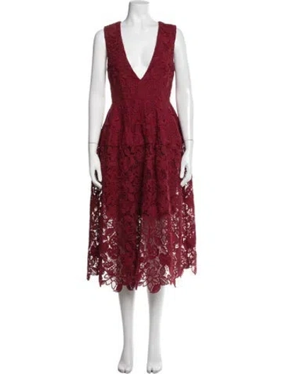 Pre-owned Nicholas Lace Pattern Midi Length Dress In Burgundy