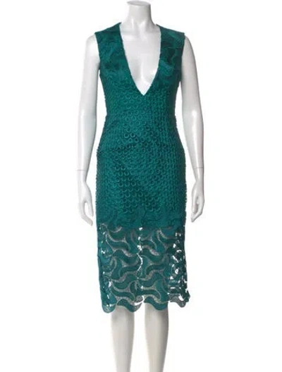 Pre-owned Nicholas Lace Pattern Midi Length Dress In Green