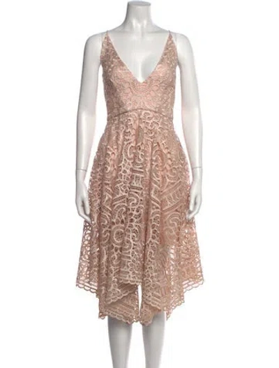 Pre-owned Nicholas Lace Pattern Midi Length Dress In Neutral
