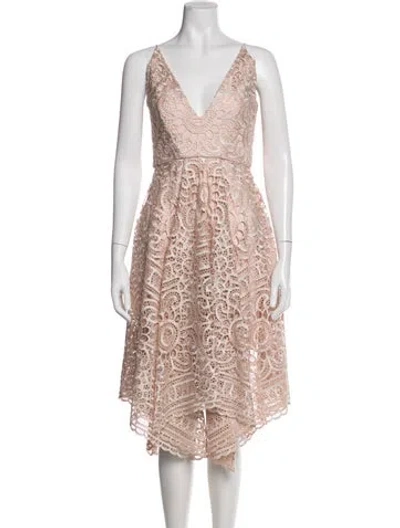 Pre-owned Nicholas Lace Pattern Midi Length Dress In Pink