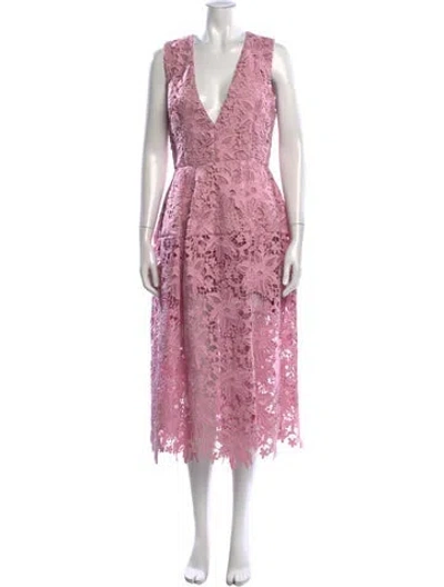 Pre-owned Nicholas Lace Pattern Midi Length Dress In Pink