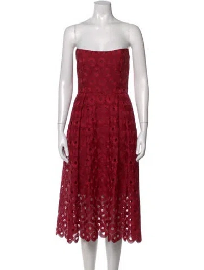 Pre-owned Nicholas Lace Pattern Midi Length Dress In Red