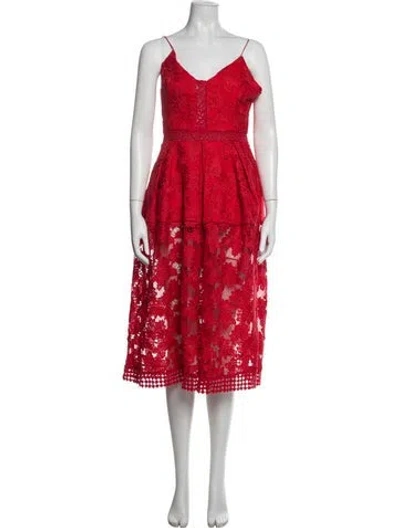 Pre-owned Nicholas Lace Pattern Midi Length Dress In Red