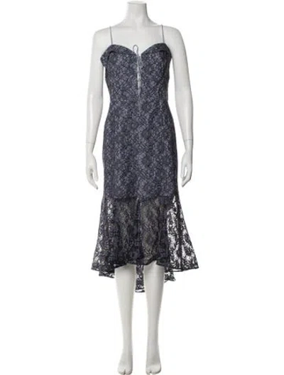 Pre-owned Nicholas Lace Pattern Midi Length Dress W/ Tags In Blue