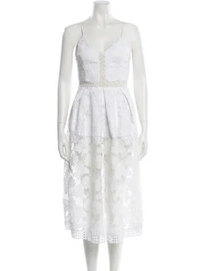 Pre-owned Nicholas Lace Pattern Midi Length Dress In White