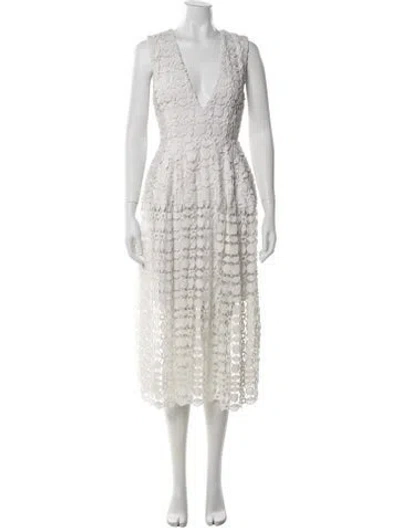 Pre-owned Nicholas Lace Pattern Midi Length Dress In White