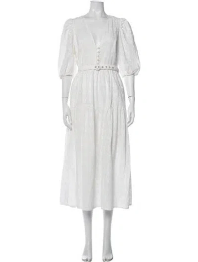 Pre-owned Nicholas Lace Pattern Midi Length Dress In White