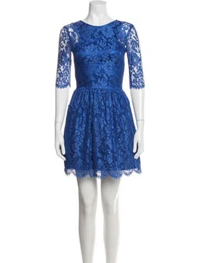 Pre-owned Nicholas Lace Pattern Mini Dress In Blue