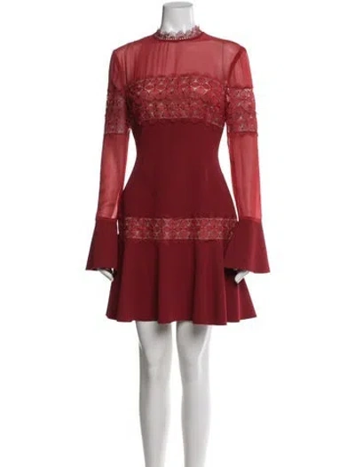 Pre-owned Nicholas Lace Pattern Mini Dress In Red