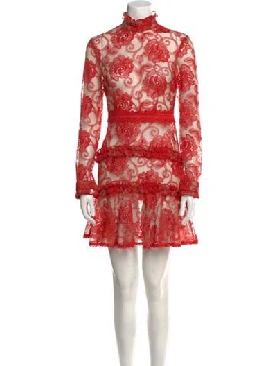 Pre-owned Nicholas Lace Pattern Mini Dress In Red