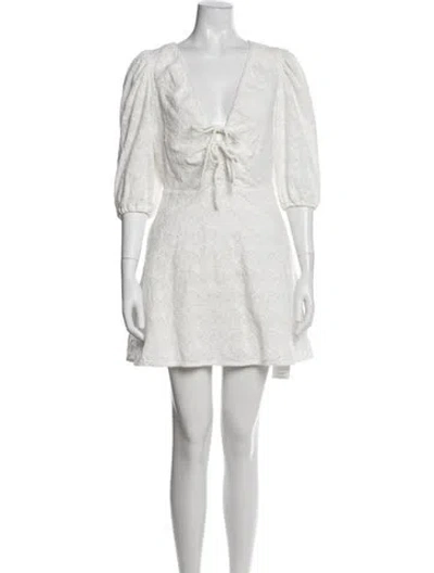 Pre-owned Nicholas Lace Pattern Mini Dress In White