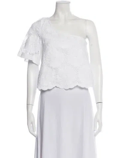 Pre-owned Nicholas Lace Pattern One-shoulder Top W/ Tags In White