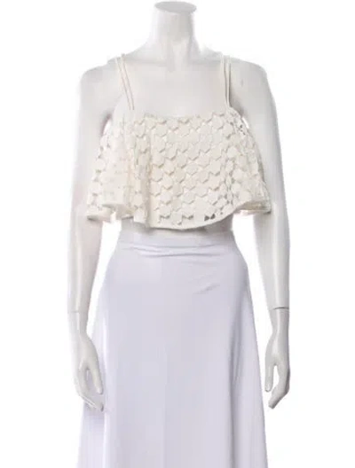 Pre-owned Nicholas Lace Pattern Square Neckline Crop Top In Neutral