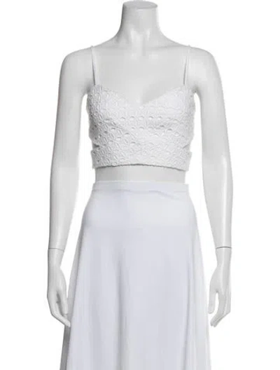 Pre-owned Nicholas Lace Pattern V-neck Crop Top In White