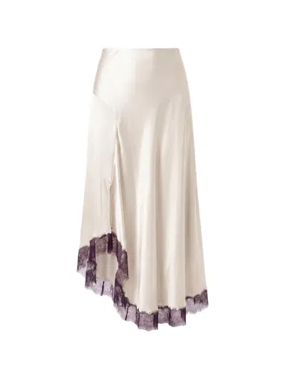 Nicholas Lace-trim Asymmetric Skirt In White