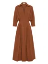 Nicholas Lanae Pleated Dolman-sleeve Maxi Shirtdress In Brown