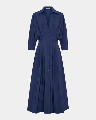 Nicholas Lanae Pleated V-neck Midi Shirtdress In Multi