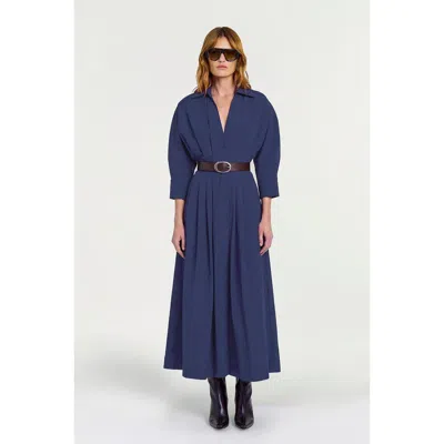 Nicholas Lanae V Neck Midi Dress In Blue