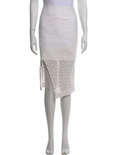 Pre-owned Nicholas Lasercut Accents Knee-length Skirt In White