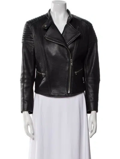 Pre-owned Nicholas Leather Biker Jacket In Black
