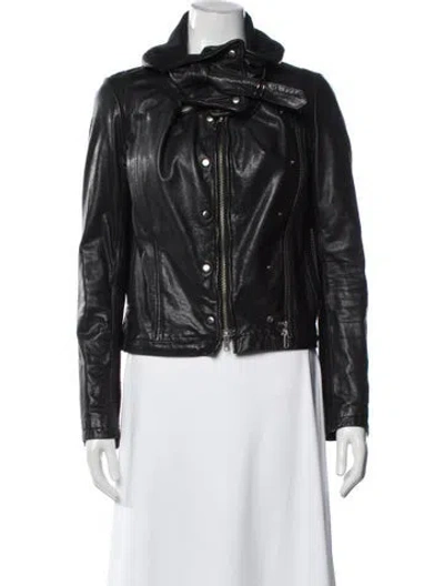 Pre-owned Nicholas Leather Biker Jacket In Black
