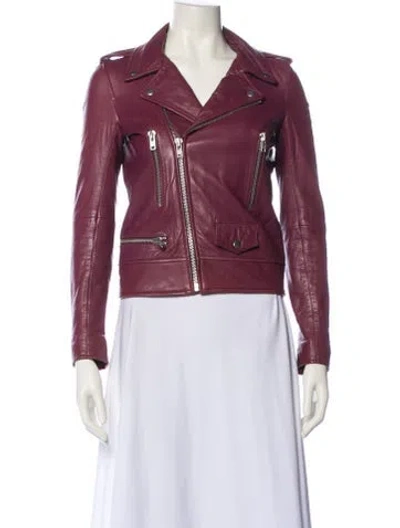 Pre-owned Nicholas Leather Biker Jacket In Purple