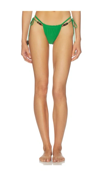 Nicholas Leni Double Strap Bikini Bottom With Beads At Hip In Green