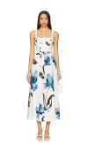 Nicholas Sorelle Linen-blend Midi Dress In Alena Blue Floral